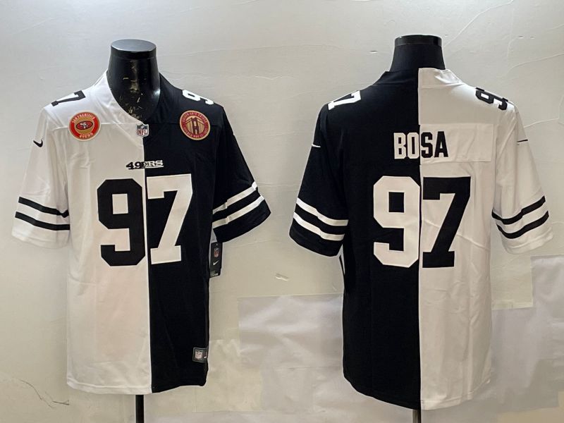 Men San Francisco 49ers #97 Bosa White Black Fashion 2025 Nike Limited NFL Jersey style 7->san francisco 49ers->NFL Jersey